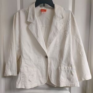 Hearts of Palm Ivory Embroidered Blazer